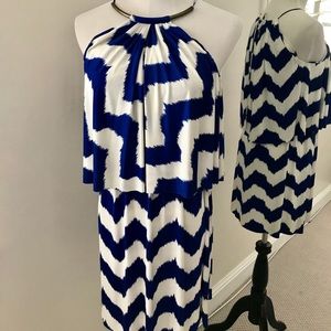 T-Bags Los Angeles Blue/White Chevron Dress